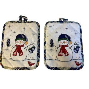 Christmas Snowman Potholders Hot Pads Home Care Kitchen Mates Set 2